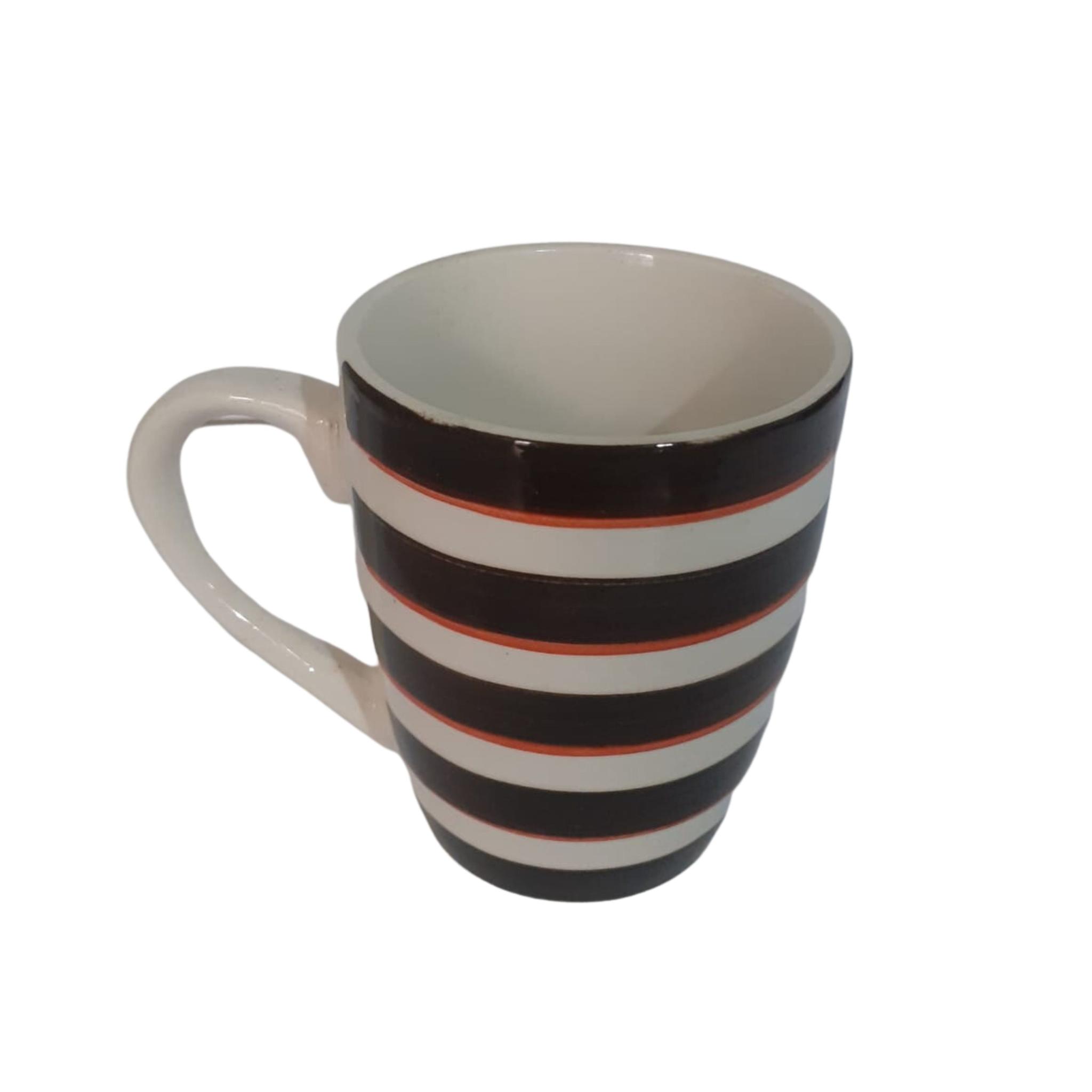 TAZA MUG RAYA NEGRA Y NARANJA