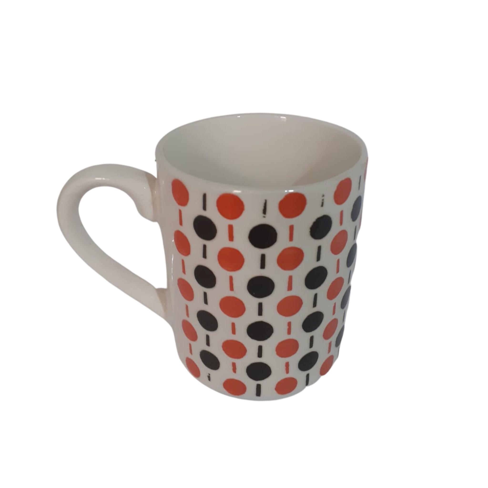 TAZA MUG PUNTOS NARANJA Y NEGRO