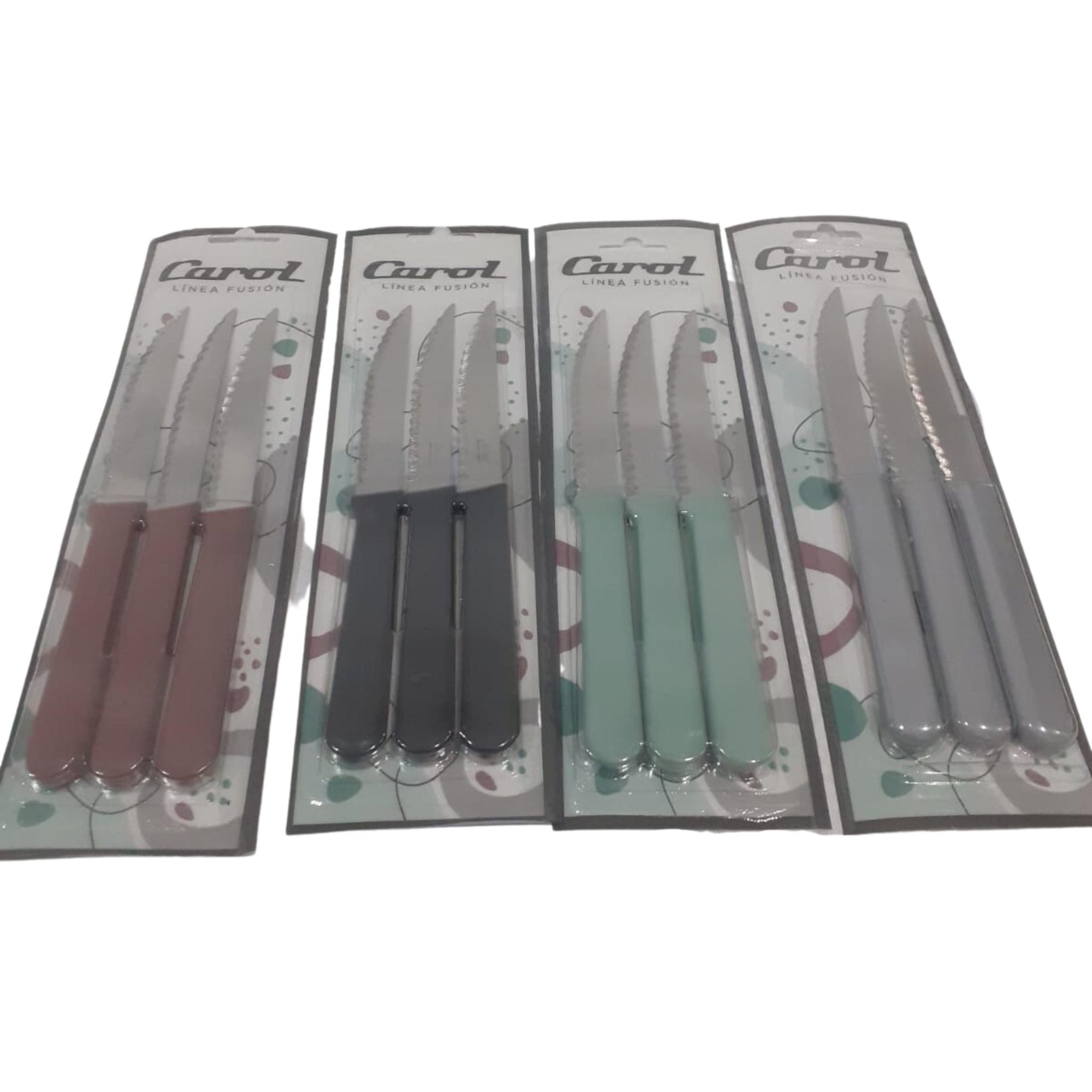 CUCHILLO CAROL BLISTER X 3 COLOR