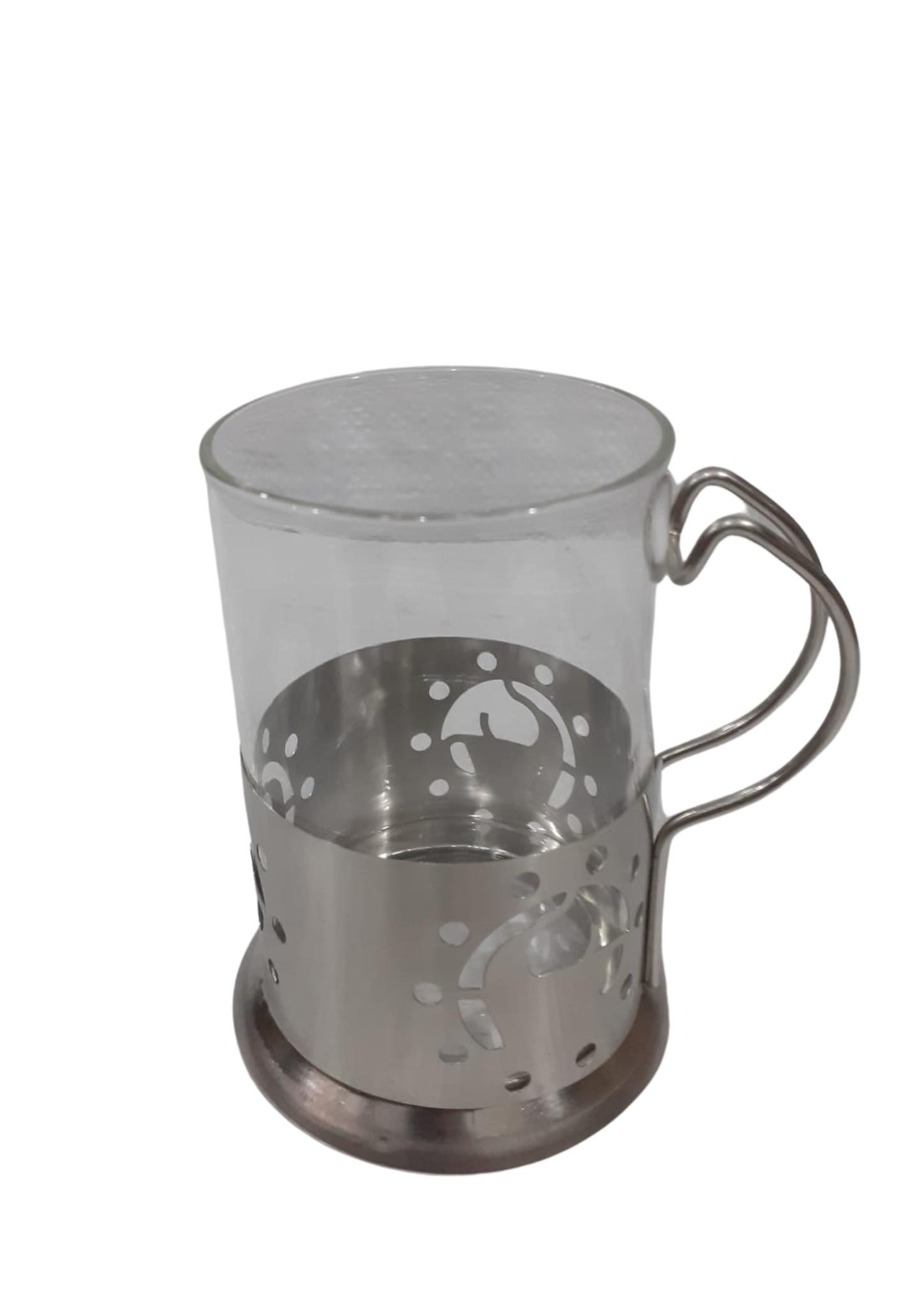 TAZA 220 CC VIDRIO Y ACERO (AD151-06)