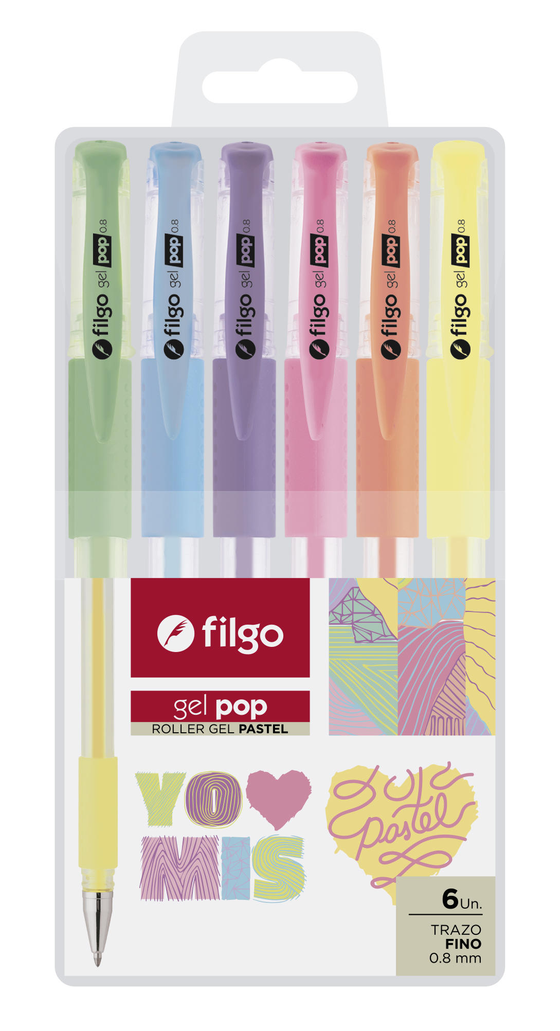 BOLIGRAFO FILGO ROLLER GELPOP PASTELX6ESTUCHE