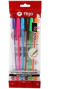 BOLIGRAFO FILGO STICK 026 COLORS X 6  SURT (S