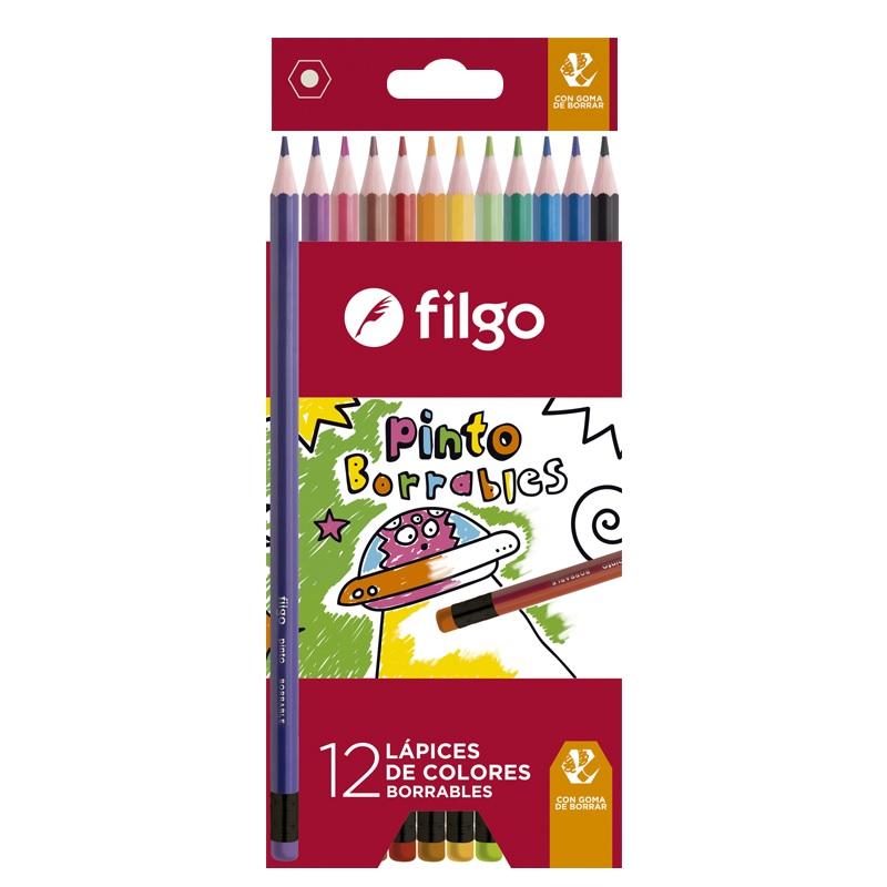 LAPIZ COLOR FILGO X12U.LARGOS BORRABLES