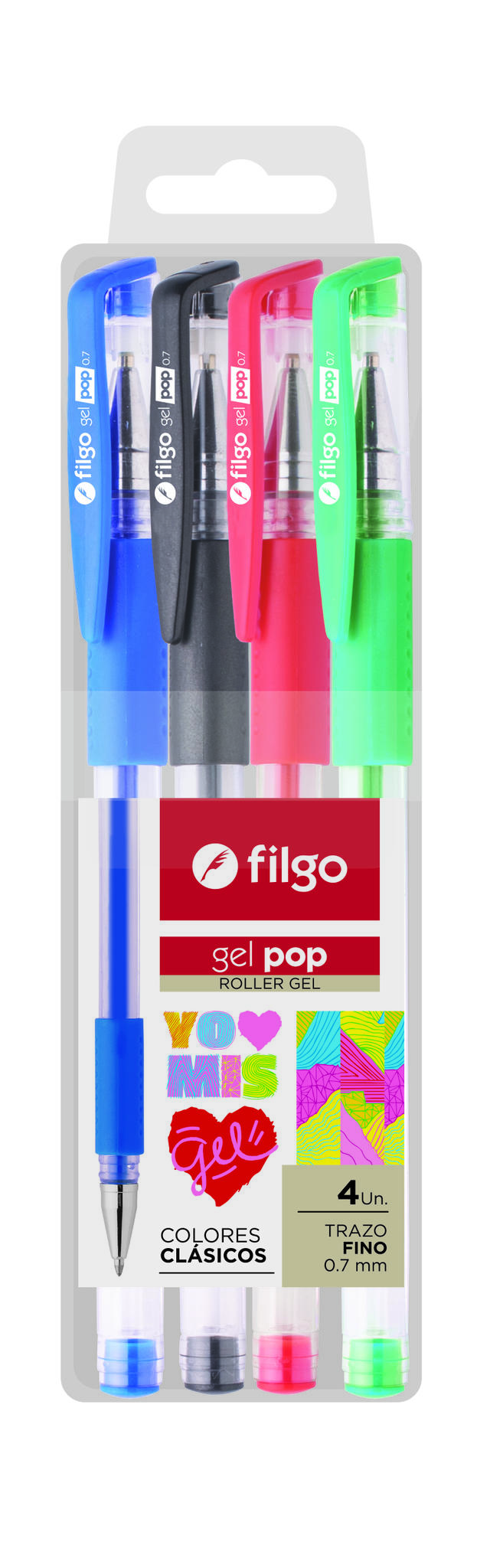 BOLIGRAFO FILGO ROLLER GEL POP ESTUCHE X4U. (