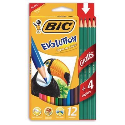 LAPIZ COLOR LARGO BIC EVOLUTION X12U.+ 4 GRAF