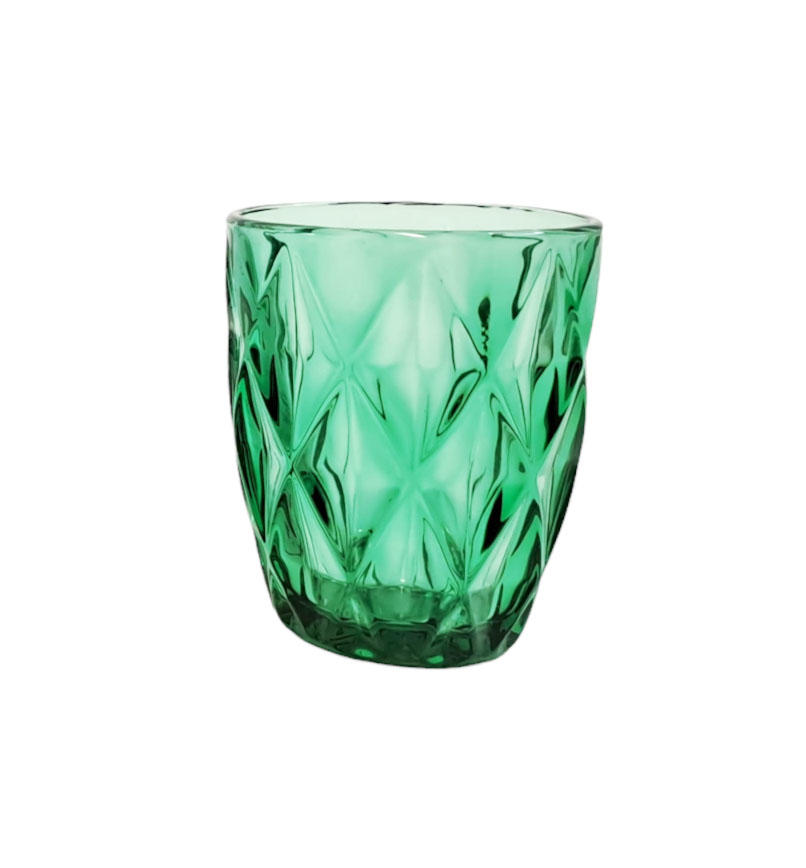 VASO VIDRIO C/ ROMBOS 280ML VERDE