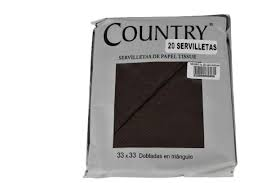 SERVILLETA COUNTRY LISA DOBLADITAS NEGRA 33X3