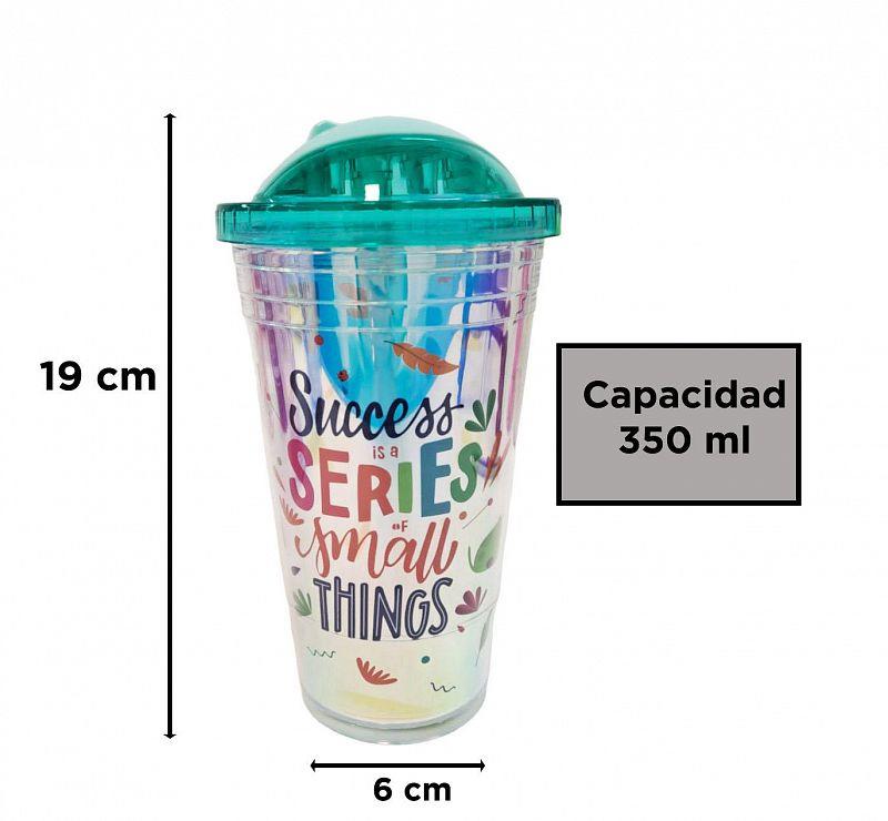 VASO PLASTICO HOLOGRÁFICO C/SORBETE 450ML