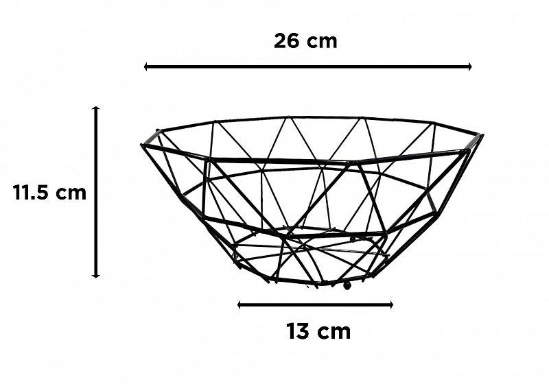 BOWL FRUTA ALAMBRE NEGRO TRIÁNG. 26X11,5X13CM