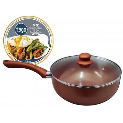 WOK 26X9.5CM CERAM. INDUCCION. COBRE