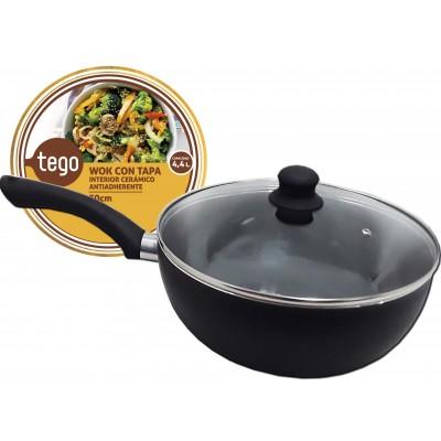 WOK 30X9CM CERAM. T/VID. NEGRA 2.3MM TEGO