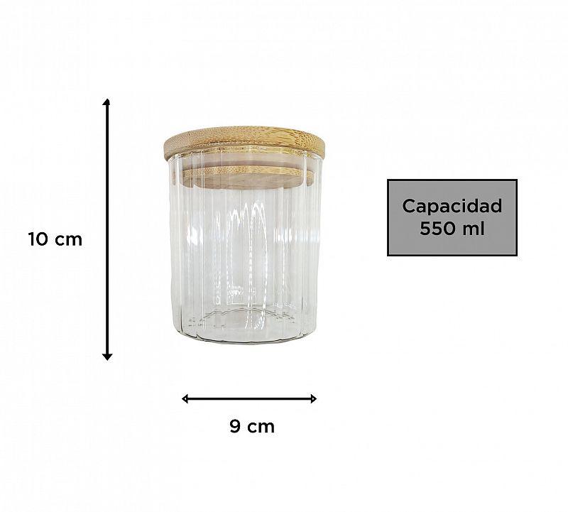 FRASCO BOROSILICATO LINEAS TAPA BAMBOO 550ML