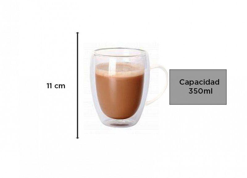 TAZA DOBLE VIDRIO CON ASA 350ML