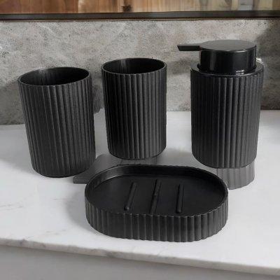 SET DE BAÑO PVC NEGRO 4 PCS