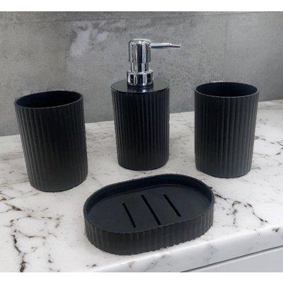 SET DE BAÑO PVC NEGRO 4 PCS