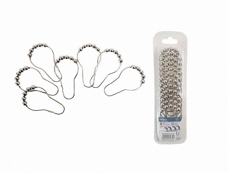 GANCHO PARA CORTINA DE DUCHA PLATEADO - 12PCS