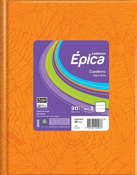 CUADERNO EPICA FORRADO 90GR. X 48H.= NARANJA