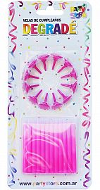 BLISTER VELA DEGRADE CON PORTAVELA MAGENTA X2