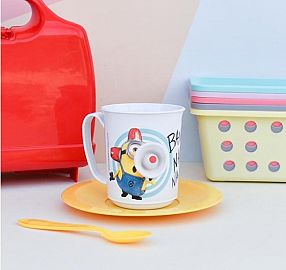COMBO TAZA C/PLATO Y CUCHARA (MINIONS)