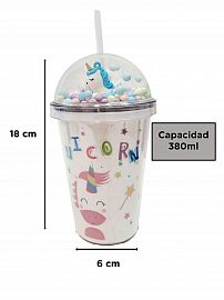 VASO DE PLASTICO UNICORNIO CON SORBETE 650ML