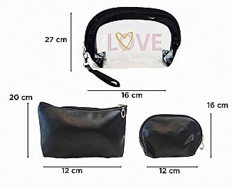 PORTA COSMÉTICO X3 LOVE 27X16/20X12/16X12CM