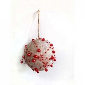 BOLA ARPILLERA C/ PERLAS ROJAS 10 CM