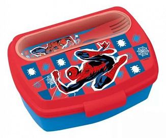 LUNCHERA RECTANGULAR SPIDERMAN C/CUBIERTOS