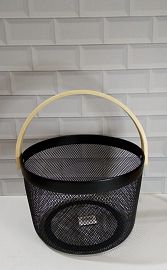 CANASTA METAL MANIJA BAMBU OFF WHITE